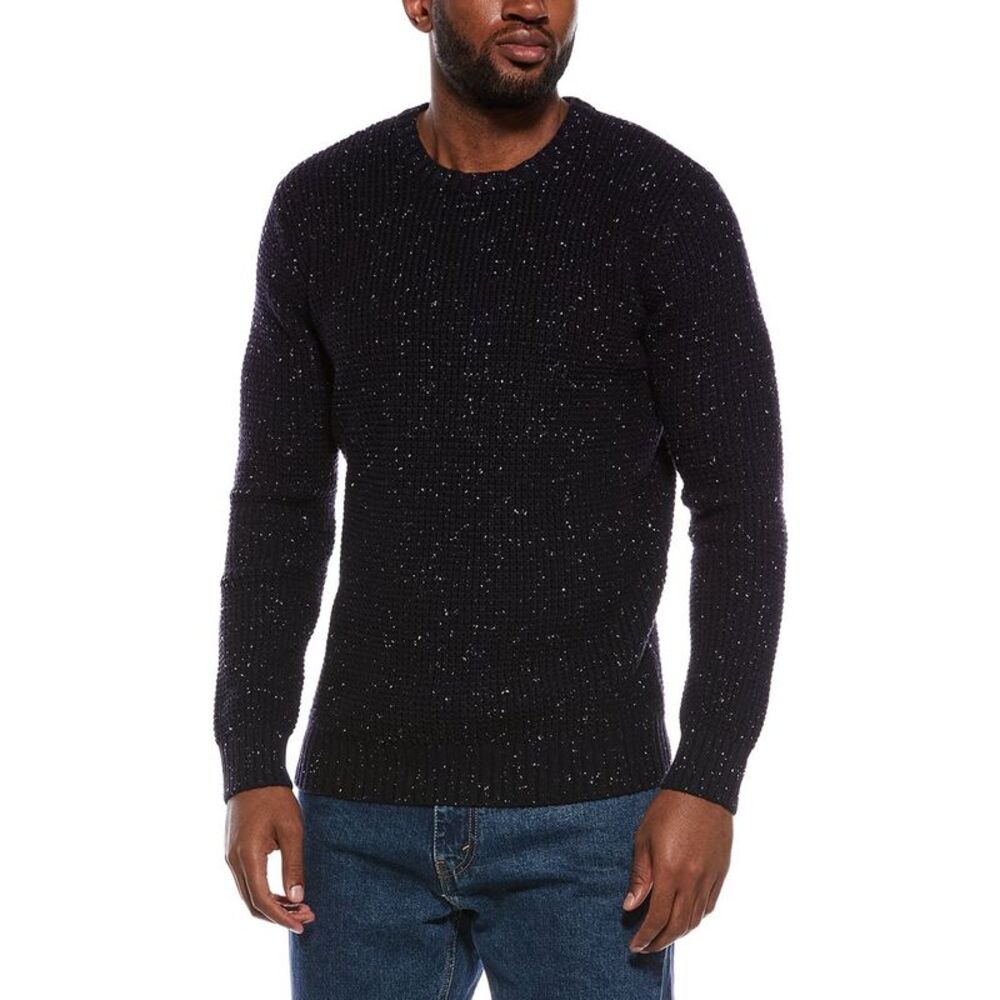 The Normal Brand Mens Seawool Nep Wool-Blend Crewneck Sweater, Navy
